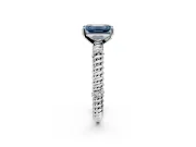 Rope Engagement Ring Setting for Fancy Blue Emerald Cut Center with Accent Shoulders and Prong Head in Sterling Silver