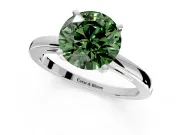 Solitaire Engagement Ring Setting for Fancy Green Round Cut Center with Basket Rail and Prong Head in Sterling Silver