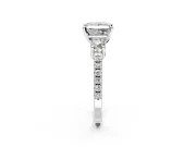 3 Stone Engagement Ring Setting for Princess Cut Center with Round Cut Side Accents and Prong Head in Sterling Silver