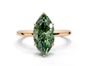 Low-Set Solitaire Engagement Ring Setting for Fancy Green Marquise Center with Thin Plain Band and Prong Head in Rose Gold
