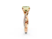 Crossover Engagement Ring Setting for Fancy Yellow Asscher Cut Center with Pave and Plain Strands and Prong Head in Rose Gold