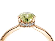 Hidden Halo Engagement Ring Setting for Fancy Yellow Pear-Shaped Center with Wide Flat Plain Band and Prong Head in Rose Gold