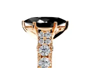 Solitaire Engagement Ring Setting for Fancy Black Marquise Center with Pave Cathedral Shoulders and Prong Head in Rose Gold