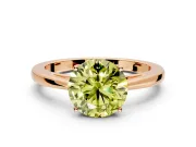 Solitaire Engagement Ring Setting for Fancy Yellow Round Cut Center with Open Cathedral Shoulders and Prong Head in Rose Gold