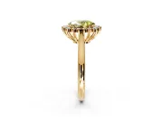Starburst Halo Engagement Ring Setting for Fancy Yellow Oval Center with Thin Round-Wire Band and Prong Head in Yellow Gold