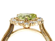 Milgrain Halo Engagement Ring Setting for Fancy Yellow Heart-Shaped Center with Bezel Point Accents and Prong Head in Yellow Gold