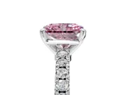 Solitaire Engagement Ring Setting for Fancy Pink Radiant Cut Center with Single Row Accent Band and Prong Head in Platinum