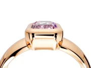 Solitaire Engagement Ring Setting for Fancy Pink Emerald Cut Center with Wide Band and Bezel Head in Rose Gold