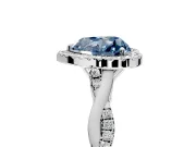 Halo Engagement Ring Setting for Fancy Blue Heart-Shaped Center with Twist Band and Prong Head in White Gold