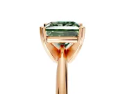 Solitaire Engagement Ring Setting for Fancy Green Princess Cut Center with Knife Ridge Band and Claw Prong Head in Rose Gold