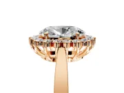 Starburst Halo Engagement Ring Setting for Oval Center with Flat Cathedral Band and Prong Head in Rose Gold