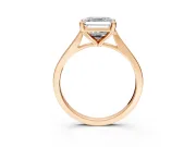 Solitaire Engagement Ring Setting for Asscher Cut Center with Tapered Shoulders and Prong Head in Rose Gold