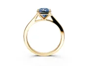 Solitaire Engagement Ring Setting for Fancy Blue Radiant Cut Center with Tapered Shoulders and Prong Head in Yellow Gold