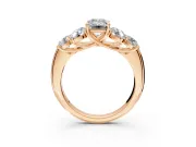 Cluster Engagement Ring Setting for Emerald Cut Center with Round Cut Accent Frame and Prong Head in Rose Gold