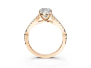 Solitaire Engagement Ring Setting for Cushion Cut Center with Pave Split Shank and Prong Head in Rose Gold