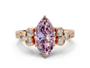 Cluster Engagement Ring Setting for Fancy Pink Marquise Center with Bezel Accent Clusters and Prong Head in Rose Gold