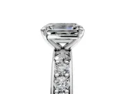 Solitaire Engagement Ring Setting for Emerald Cut Center with Channel-Set Accents and Prong Head in Platinum