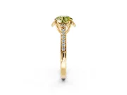 Floral Engagement Ring Setting for Fancy Yellow Round Cut Center with Four Accent Clusters and Prong Head in Yellow Gold