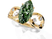 Solitaire Engagement Ring Setting for Fancy Green Marquise Center with Criss-Cross Accent Band and Prong Head in Yellow Gold