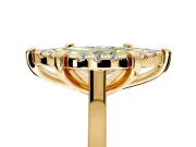 Single Halo Engagement Ring Setting for Fancy Yellow Marquise Center with Corner Claws, Plain Band and Prong Head in Yellow Gold