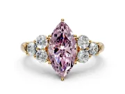 Cluster Engagement Ring Setting for Fancy Pink Marquise Center with Round Cut Accent Frame and Prong Head in Yellow Gold