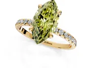 Solitaire Engagement Ring Setting for Fancy Yellow Marquise Center with Fine Pave Narrow Band and Prong Head in Yellow Gold