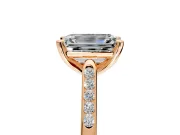 Solitaire Engagement Ring Setting for Emerald Cut Center with Channel Accents and Prong Head in Rose Gold