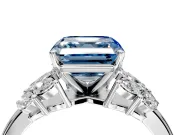 Leaf Cluster Engagement Ring Setting for Fancy Blue Asscher Cut Center with Marquise Accents and Prong Head in Sterling Silver