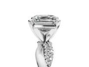 Solitaire Engagement Ring Setting for Asscher Cut Center with Pave and Plain Crossover and Basket Head in Sterling Silver