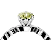 Solitaire Engagement Ring Setting for Fancy Yellow Pear-Shaped Center with Milgrain Bezel Accents and Prong Head in Sterling Silver