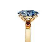 Solitaire Engagement Ring Setting for Fancy Blue Oval Center with Thin Rounded Plain Band and Prong Head in Yellow Gold