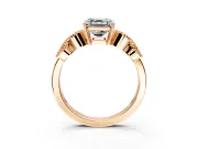 Leaf Engagement Ring Setting for Asscher Cut Center with Milgrain Accent Band and Prong Head in Rose Gold