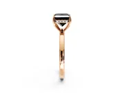 Solitaire Engagement Ring Setting for Fancy Black Princess Cut Center with Fine Wire Band and Prong Head in Rose Gold