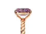 Solitaire Engagement Ring Setting for Fancy Pink Emerald Cut Center with Plain Twisted Rope Band and Prong Head in Rose Gold