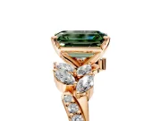 Solitaire Engagement Ring Setting for Fancy Green Emerald Cut Center with Marquise Accent Twist Band and Prong Head in Rose Gold