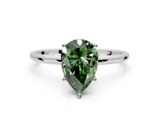 Solitaire Engagement Ring Setting for Fancy Green Pear-Shaped Center with Straight Thin Band and Prong Head in Platinum