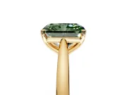 Solitaire Engagement Ring Setting for Fancy Green Radiant Cut Center with Narrow Cathedral Band and Prong Head in Yellow Gold