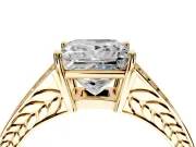 Split Shank Engagement Ring Setting for Princess Cut Center with Pave Split Shank and Prong Head in Yellow Gold
