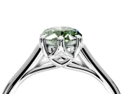 Solitaire Engagement Ring Setting for Fancy Green Oval Center with Cathedral Band and Prong Head in Sterling Silver