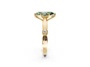 Solitaire Engagement Ring Setting for Fancy Green Marquise Center with Carved Leaf Shoulders and Prong Head in Yellow Gold