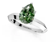 Solitaire Engagement Ring Setting for Fancy Green Pear-Shaped Center with Wide Knife Ridge Band and Prong Head in Sterling Silver
