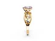 Solitaire Engagement Ring Setting for Fancy Pink Pear-Shaped Center with Criss-Cross Accent Band and Prong Head in Yellow Gold