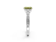 Cluster Engagement Ring Setting for Fancy Yellow Emerald Cut Center with Bezel Accent Clusters and Prong Head in Sterling Silver