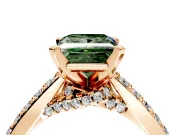 Solitaire Engagement Ring Setting for Fancy Green Princess Cut Center with Crossover Accents and Prong Head in Rose Gold