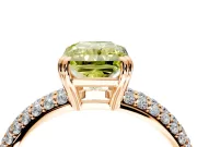 Solitaire Engagement Ring Setting for Fancy Yellow Radiant Cut Center with Multi-Row Pave Accents and Basket Head in Rose Gold