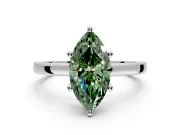 Solitaire Engagement Ring Setting for Fancy Green Marquise Center with Basket Rail and Prong Head in Platinum