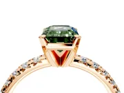 Solitaire Engagement Ring Setting for Fancy Green Emerald Cut Center with Large Accents and Prong Head in Rose Gold