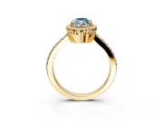 Halo Engagement Ring Setting for Fancy Blue Marquise Center with Inner Milgrain Border and Prong Head in Yellow Gold