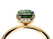 Hidden Halo Engagement Ring Setting for Fancy Green Radiant Cut Center with Thin Round-Wire Band and Prong Head in Yellow Gold
