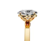 Solitaire Engagement Ring Setting for Oval Center with Thin Rounded Plain Band and Prong Head in Yellow Gold